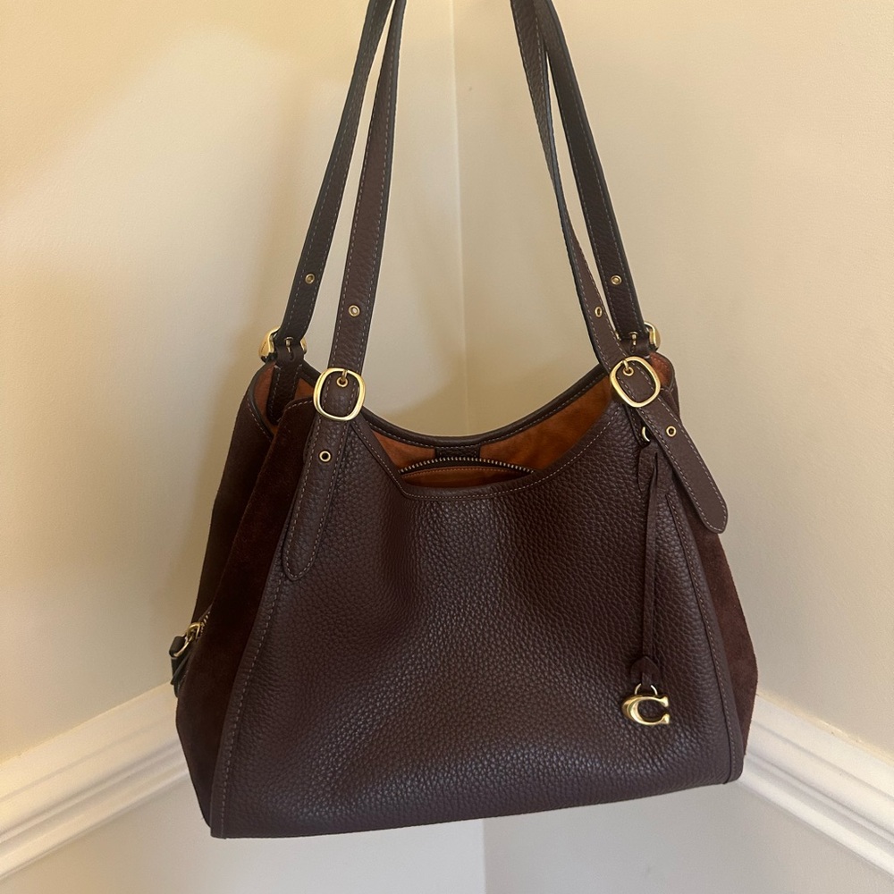 Coach pebble leather and suede Lori shoulder bag